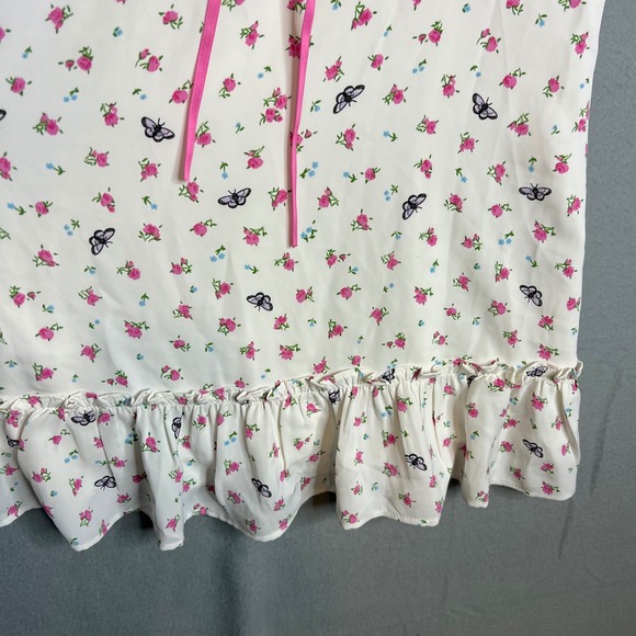 Betsey Johnson Forever 21 Dress Sz L White Floral Butterfly Coquette Ruffle NWT - Picture 8 of 12